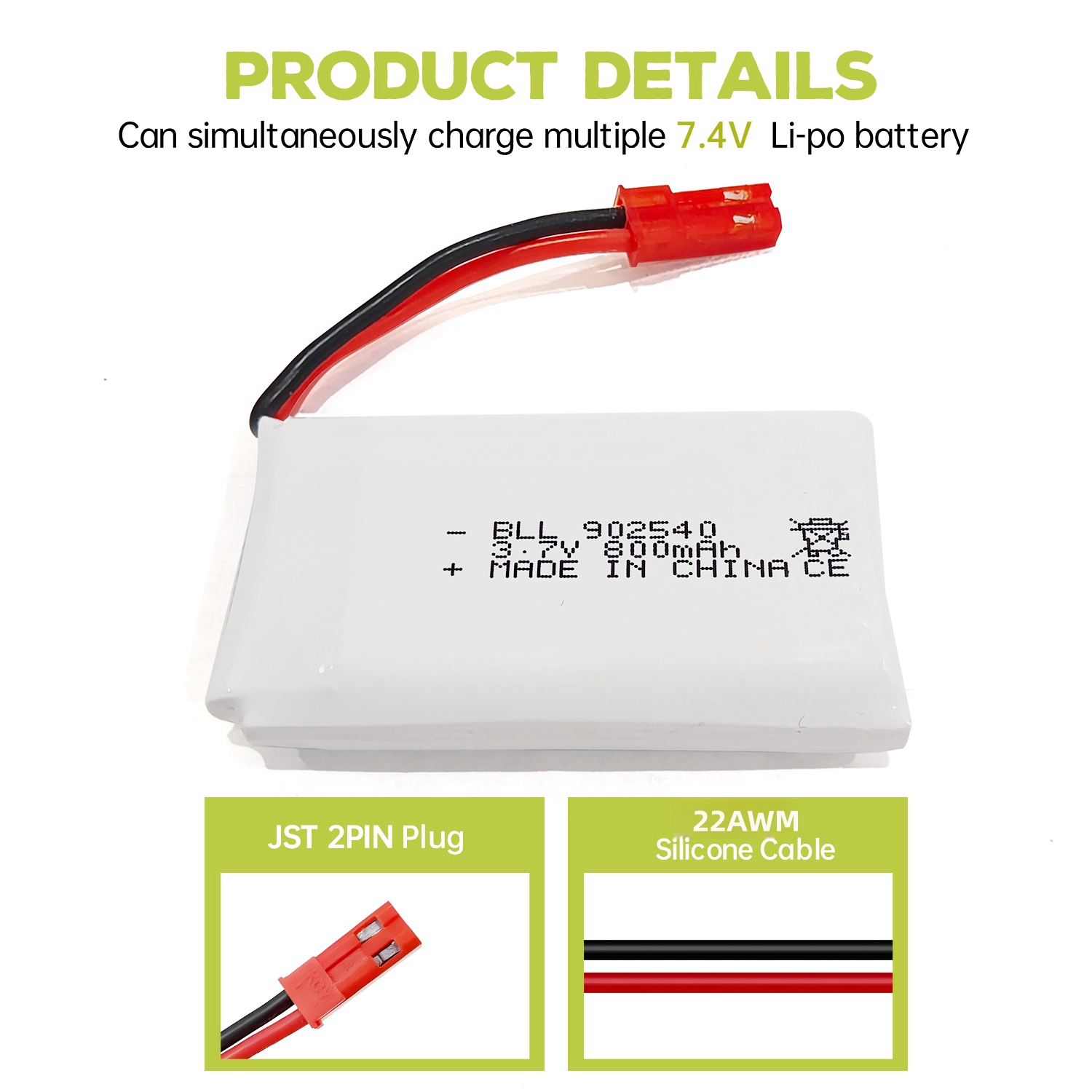 5 uds 3,7 V 800mAh 30C batería - Drone Mjx Rc reseña y precio
