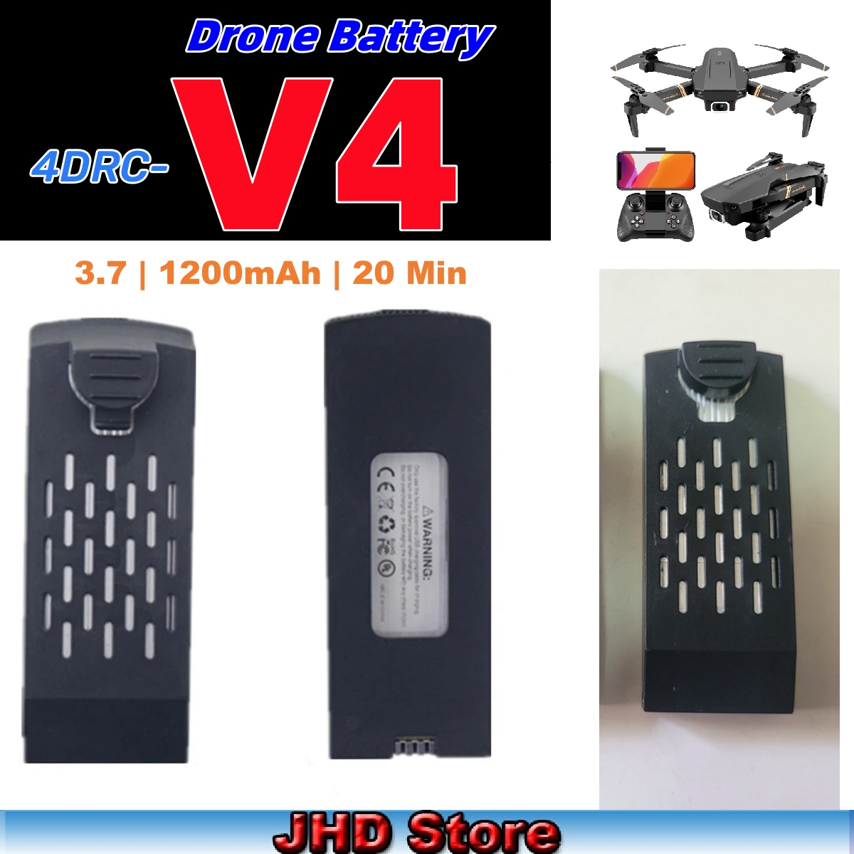 Batería JHD 4DRC V4 3,7 V 1200 - Drone Rc V4 reseña y precio